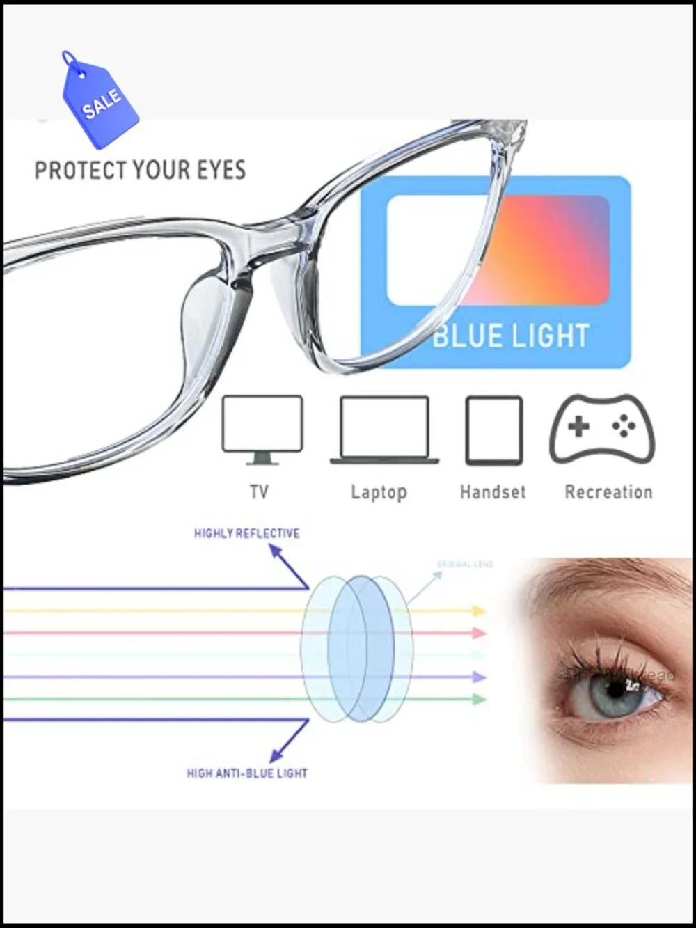Blue Light Glasses 2 Pack for Men Women UV Protection Computer Gaming Reading